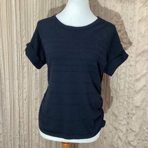 Apt.9 Crew neck Women's short sleeve sweater, roll up sleeve, rouched sides, Med